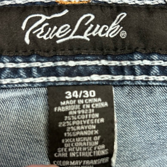 True Luck Mens Size‎ 34 x 30 Bootcut Heavy Stiching Jeans - Picture 6 of 16